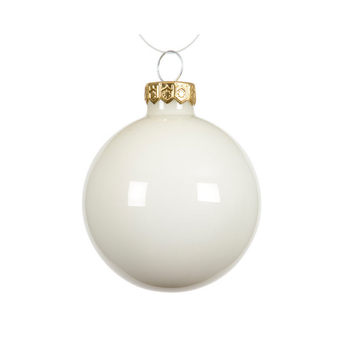 Pallina di natale in vetro bianco lana smaltato