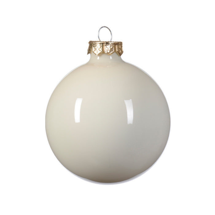Pallina di natale in vetro bianco lana smaltato