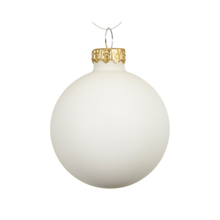 Pallina di natale in vetro bianco lana opaco
