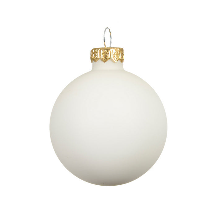 Pallina di natale in vetro bianco lana opaco