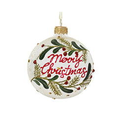 Pallina natalizia in vetro con scritta Merry Christmas 8 cm