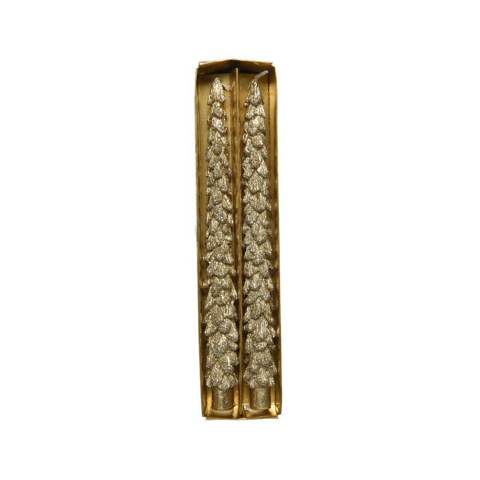 Set 2 candele natalizie a forma di albero con glitter