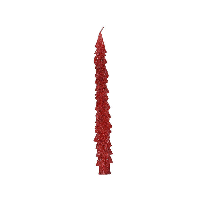 Set 2 candele natalizie a forma di albero con glitter