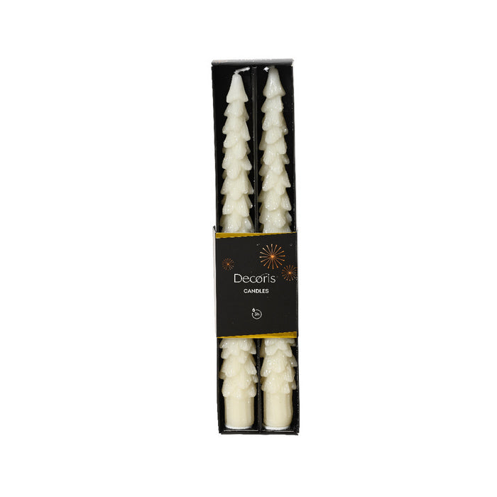 Set 2 candele natalizie a forma di albero con glitter