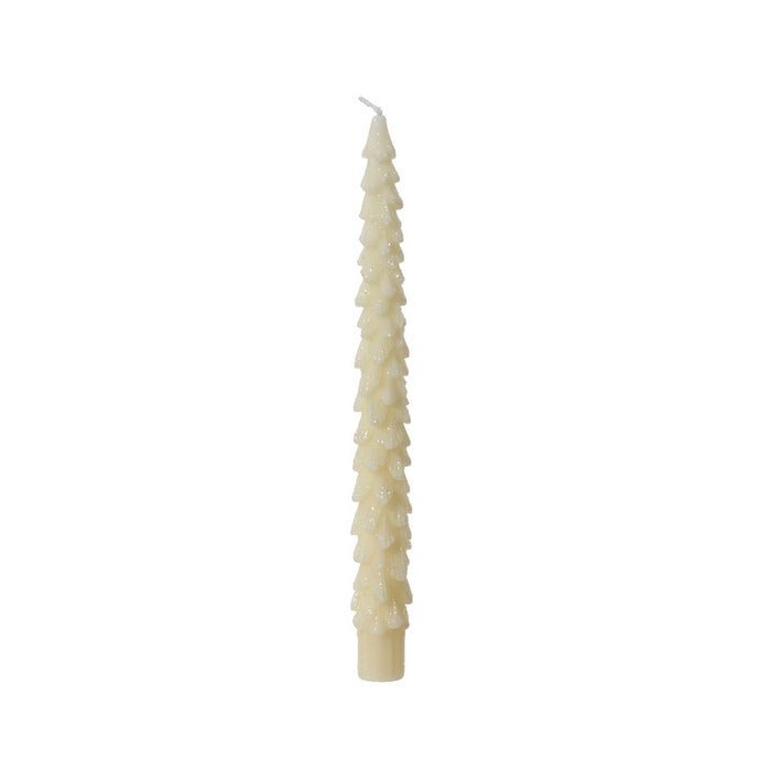 Set 2 candele natalizie a forma di albero con glitter