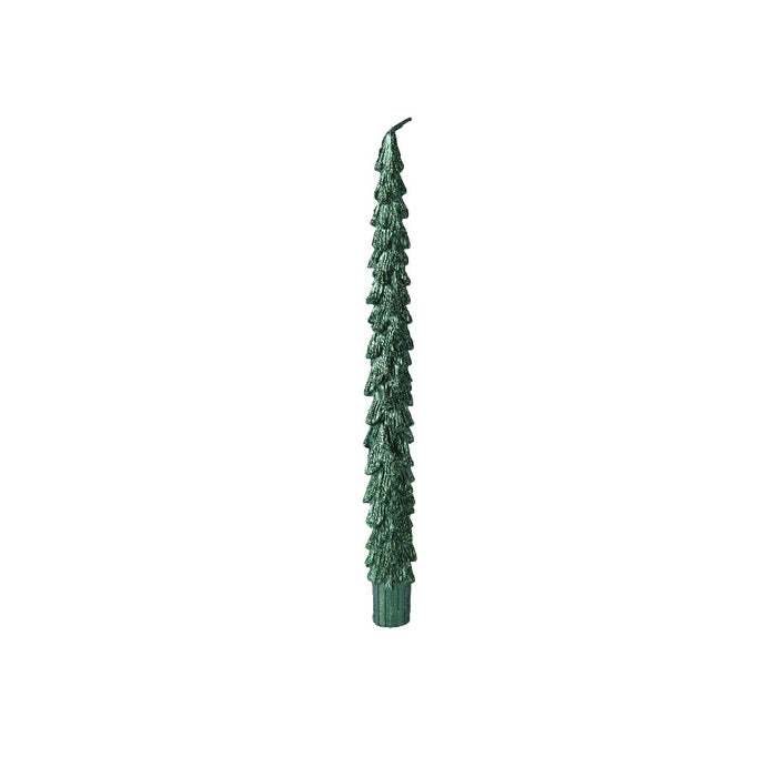 Set 2 candele natalizie a forma di albero con glitter