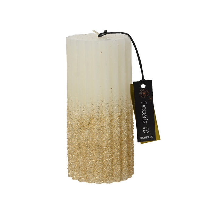 Candela paraffina cilindrica con glitter 15 cm