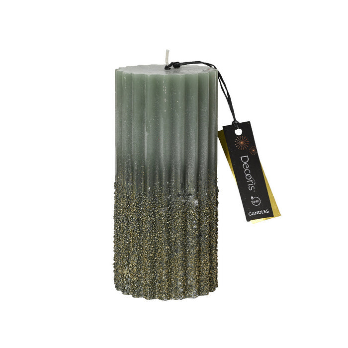 Candela paraffina cilindrica con glitter 15 cm
