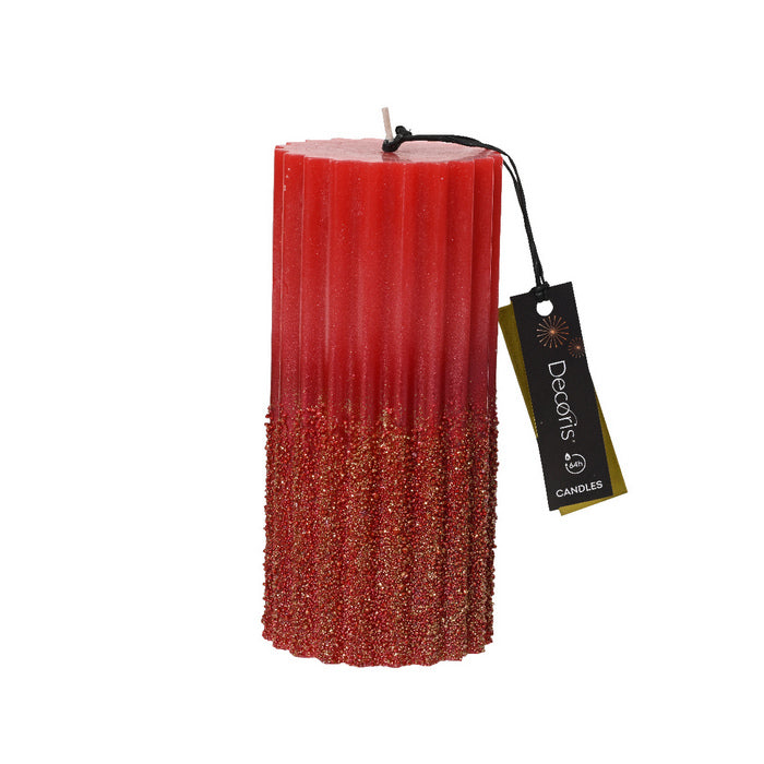 Candela paraffina cilindrica con glitter 15 cm