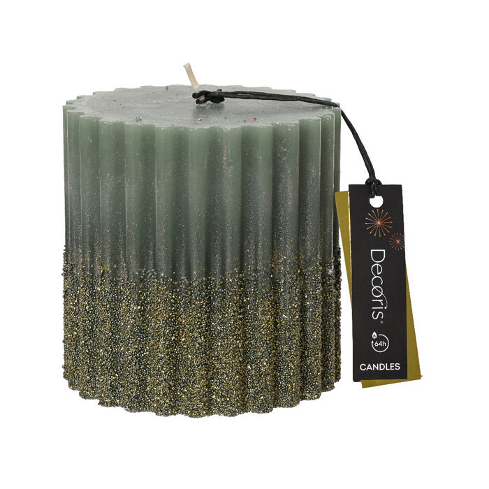 Candela paraffina cilindrica con glitter 10 cm