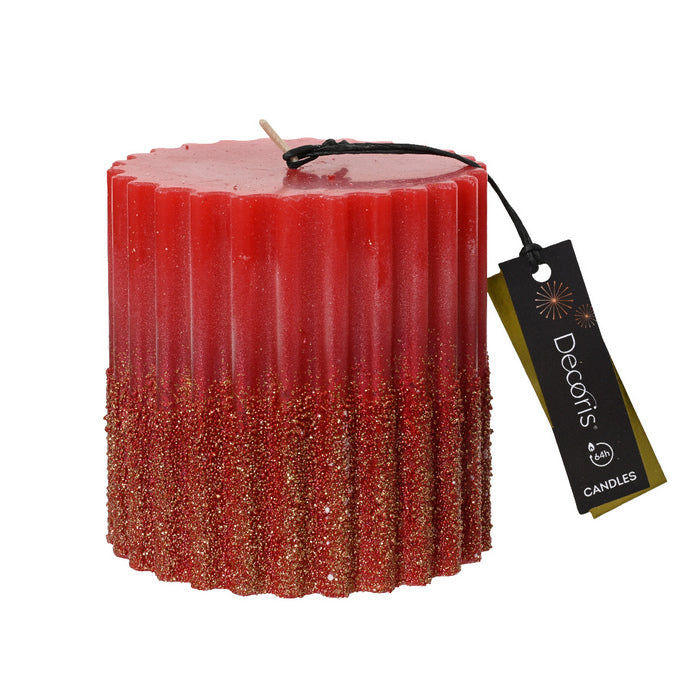 Candela paraffina cilindrica con glitter 10 cm