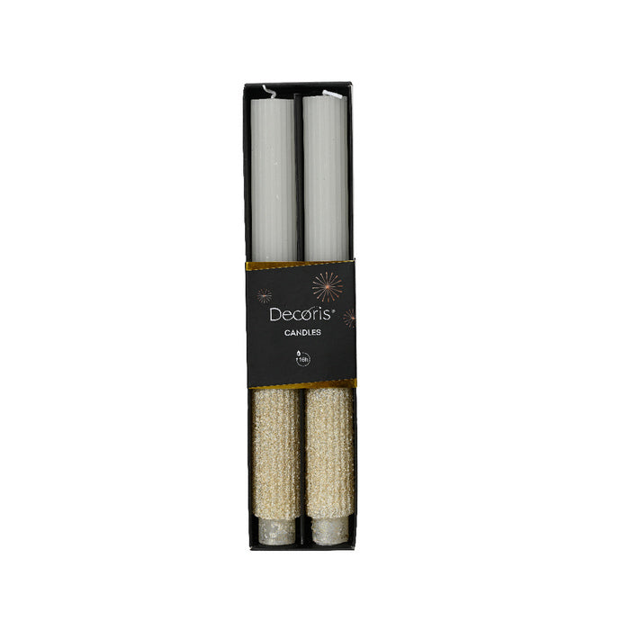 Set 2 candele paraffina cilindrica con glitter 26 cm