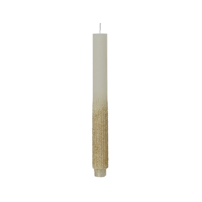 Set 2 candele paraffina cilindrica con glitter 26 cm