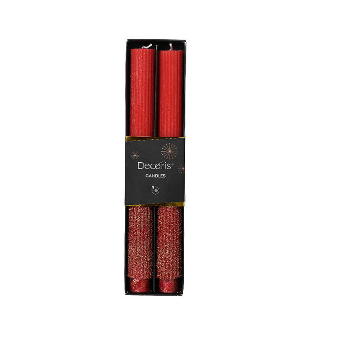 Set 2 candele paraffina cilindrica con glitter 26 cm