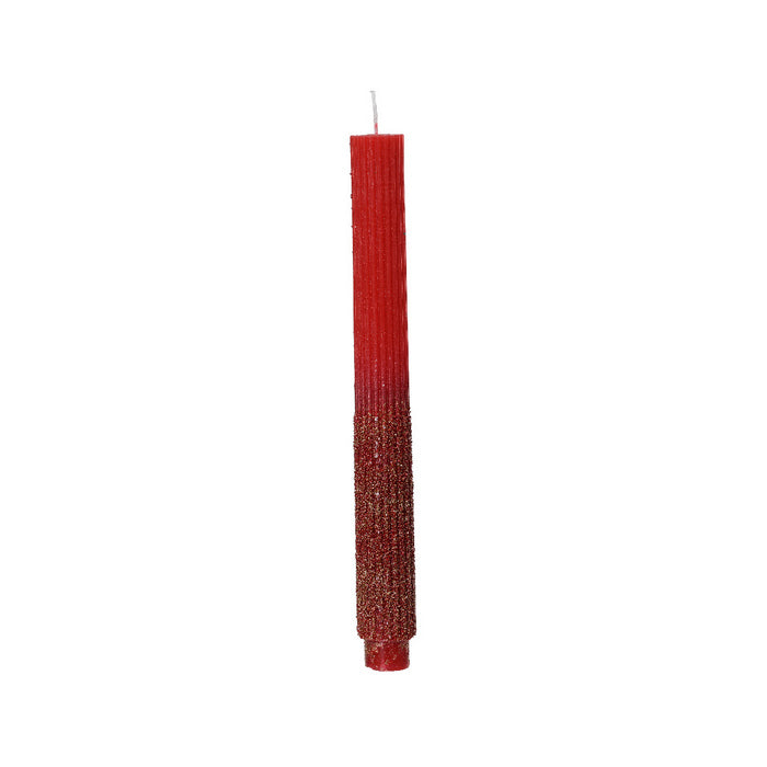 Set 2 candele paraffina cilindrica con glitter 26 cm