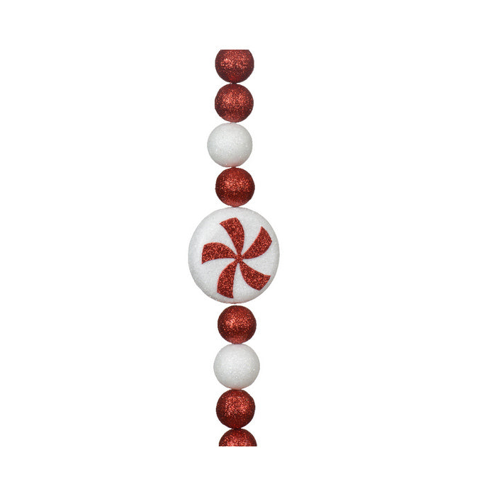 Festone natalizio per decorazione bianco e rosso 180 cm
