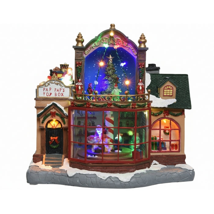 Scenario natalizio con LED musica e movimento in poliresina - Toy shop