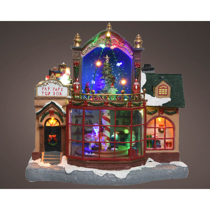 Scenario natalizio con LED musica e movimento in poliresina - Toy shop
