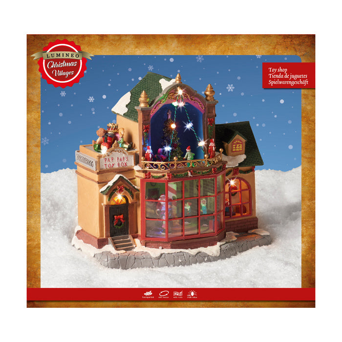 Scenario natalizio con LED musica e movimento in poliresina - Toy shop