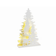 Decorazione natalizia in metallo bianco con paesaggio, con LED bianco caldo 36 cm