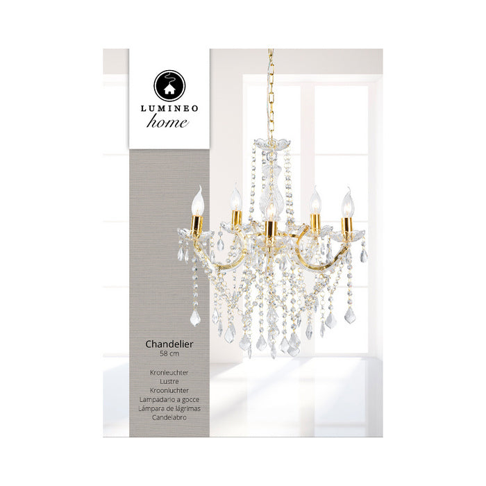 Lampadario con gocce di vetro per decorazione natalizia