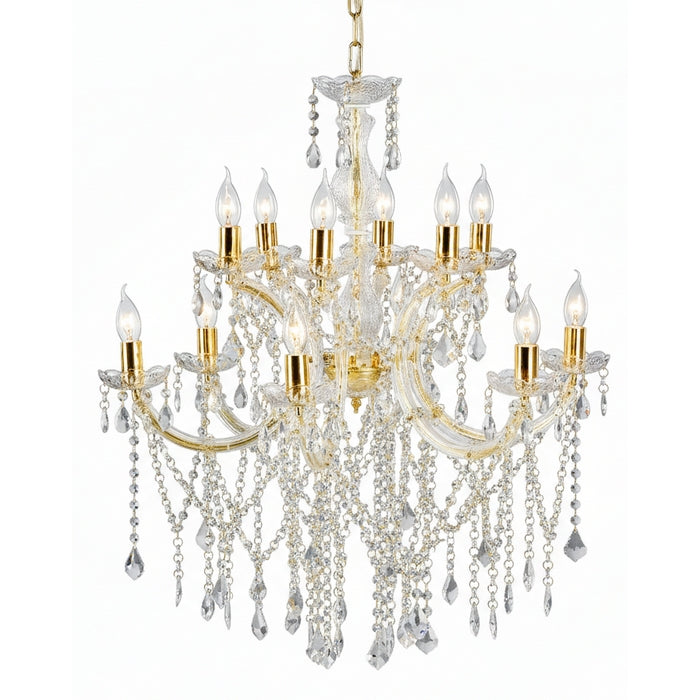Lampadario con gocce di vetro per decorazione natalizia