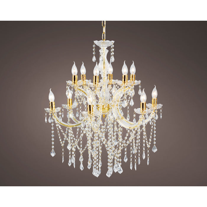 Lampadario con gocce di vetro per decorazione natalizia