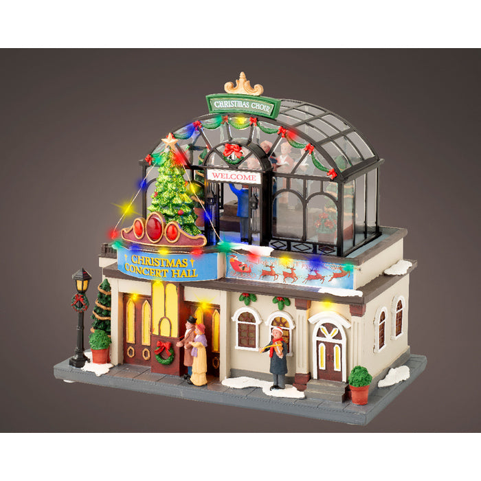 Teatro natalizio in poliresina con LED e musica