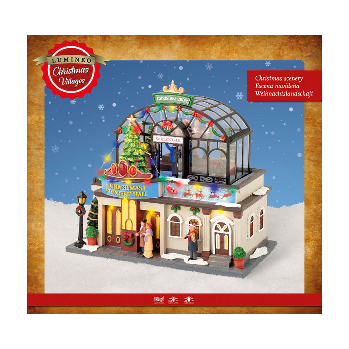 Teatro natalizio in poliresina con LED e musica