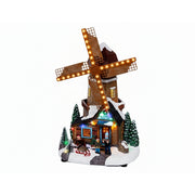 Mulino per decorazione natalizia in poliresina con LED, musica e movimento