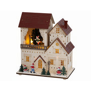 Casetta natalizia in legno compensato con LED 19 cm
