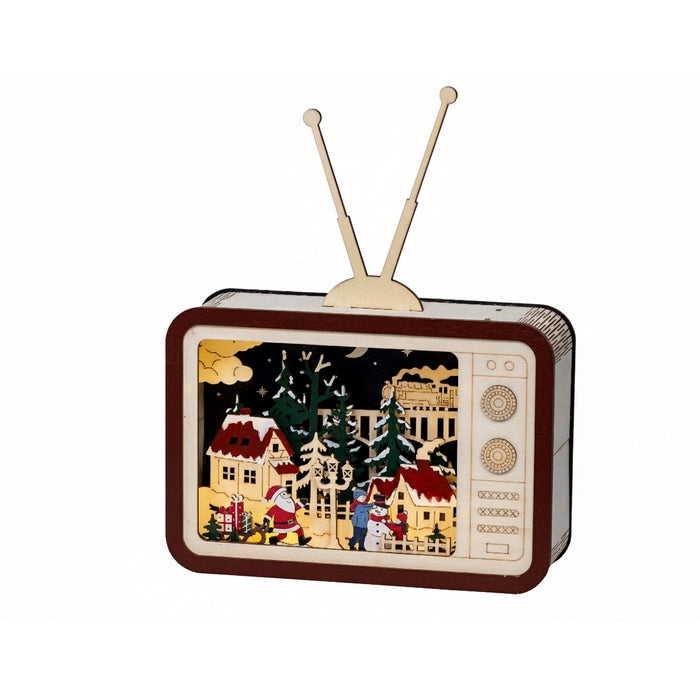 TV natalizia per decorazione in compensato con LED