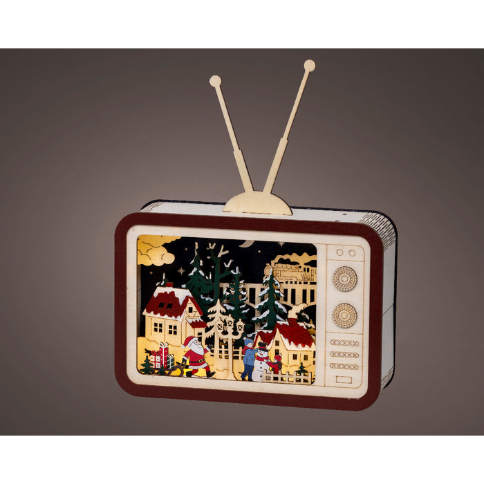 TV natalizia per decorazione in compensato con LED