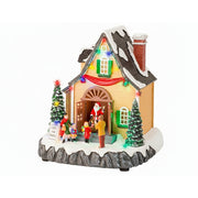 Casa di babbo natale per decorazione natalizia in poliresina con LED