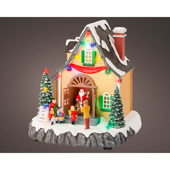 Casa di babbo natale per decorazione natalizia in poliresina con LED