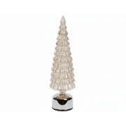 Albero di natale in vetro rotante con effetti di luce e LED 39 cm