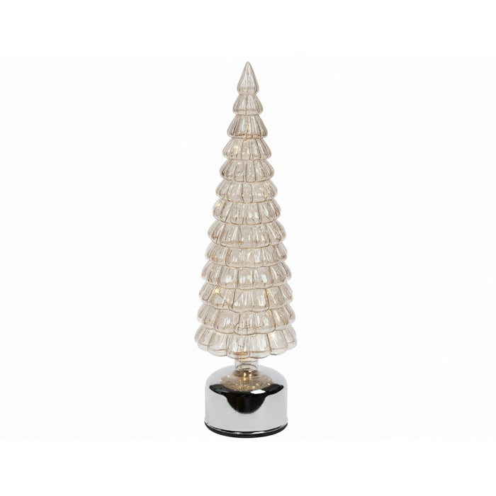 Albero di natale in vetro rotante con effetti di luce e LED 39 cm