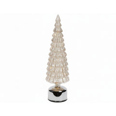 Albero di natale in vetro rotante con effetti di luce e LED 39 cm