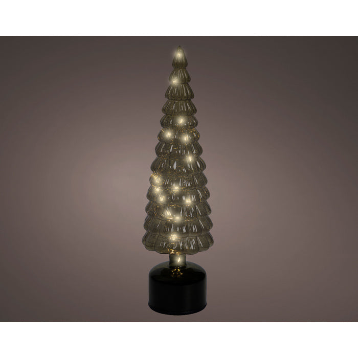 Albero di natale in vetro rotante con effetti di luce e LED 39 cm