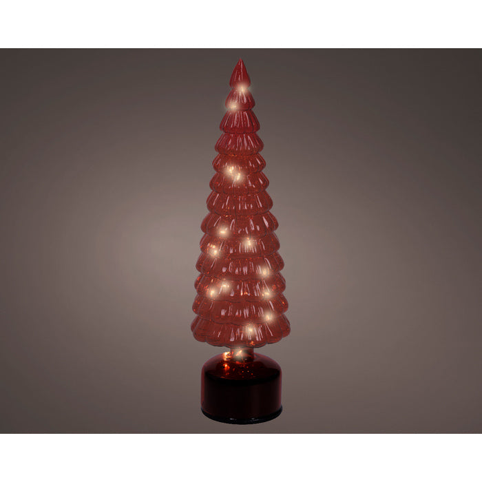 Albero di natale in vetro rotante con effetti di luce e LED 39 cm