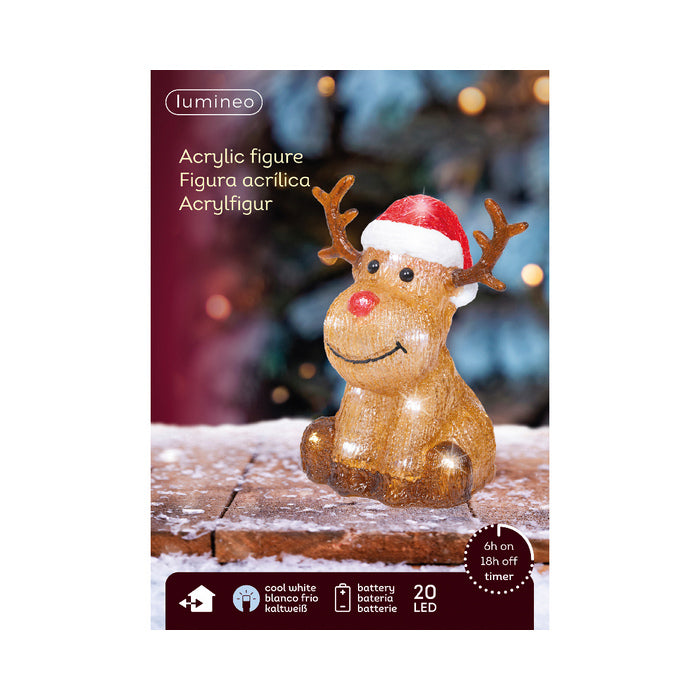 Renna per decorazione natalizia con LED a batteria interno/esterno 20 cm