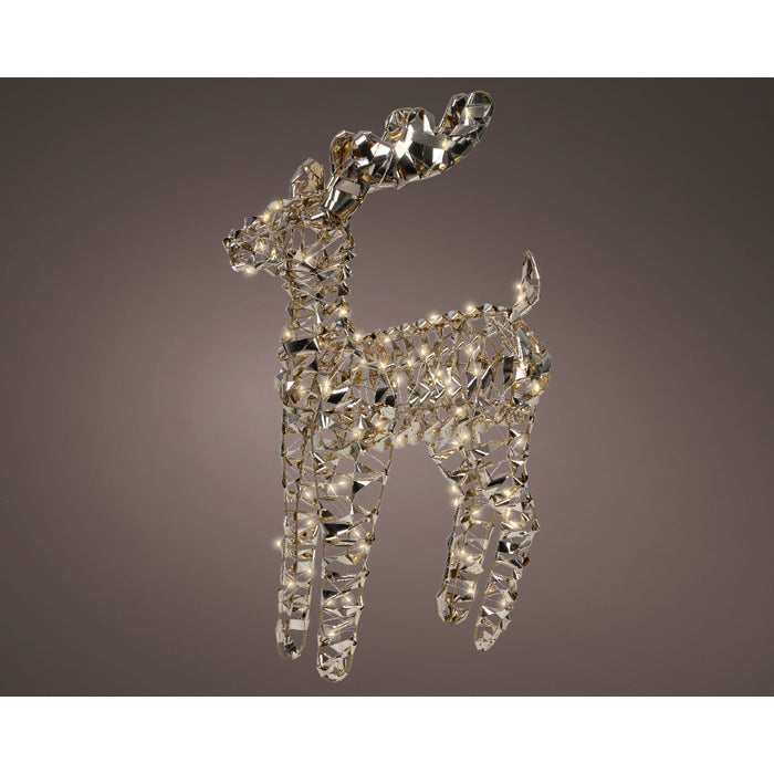 Renna luminosa con 100 LED bianco caldo per decorazione natalizia 66 cm