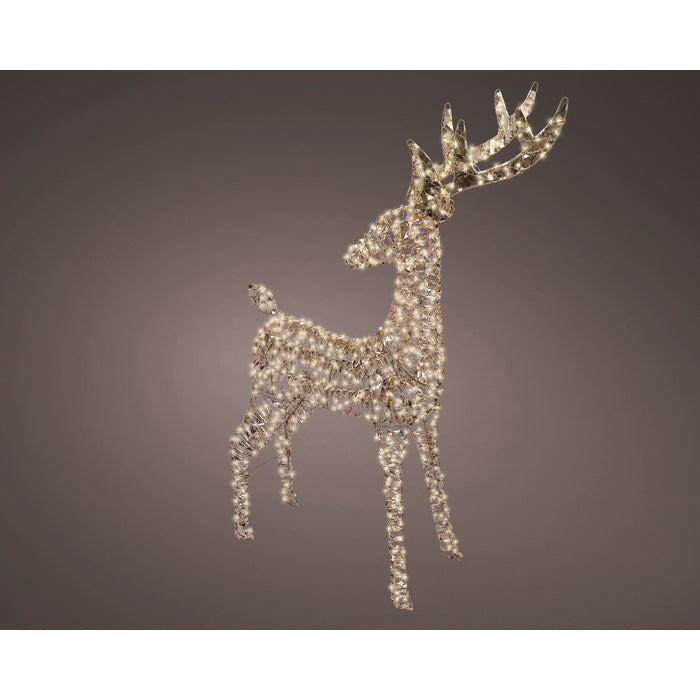 Renna luminosa con 960 LED bianco caldo per decorazione natalizia 130 cm