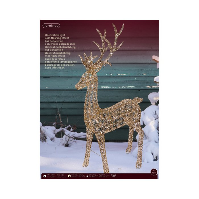 Renna luminosa con 5200 LED bianco caldo per decorazione natalizia 270 cm