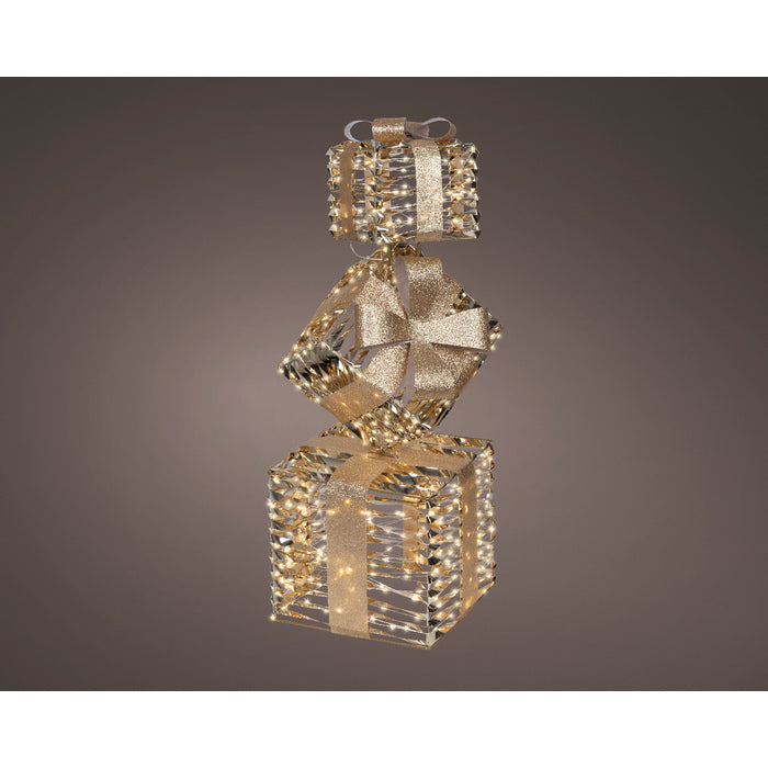 Decorazione natalizia pacchi regalo luminosi 600 LED, 73 cm