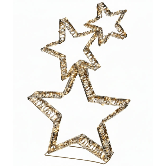 3 stelle per decorazione luminosa con 350 LED, 80 cm