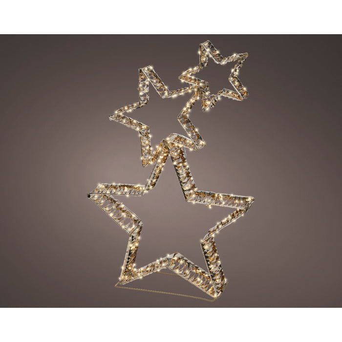 3 stelle per decorazione luminosa con 350 LED, 80 cm