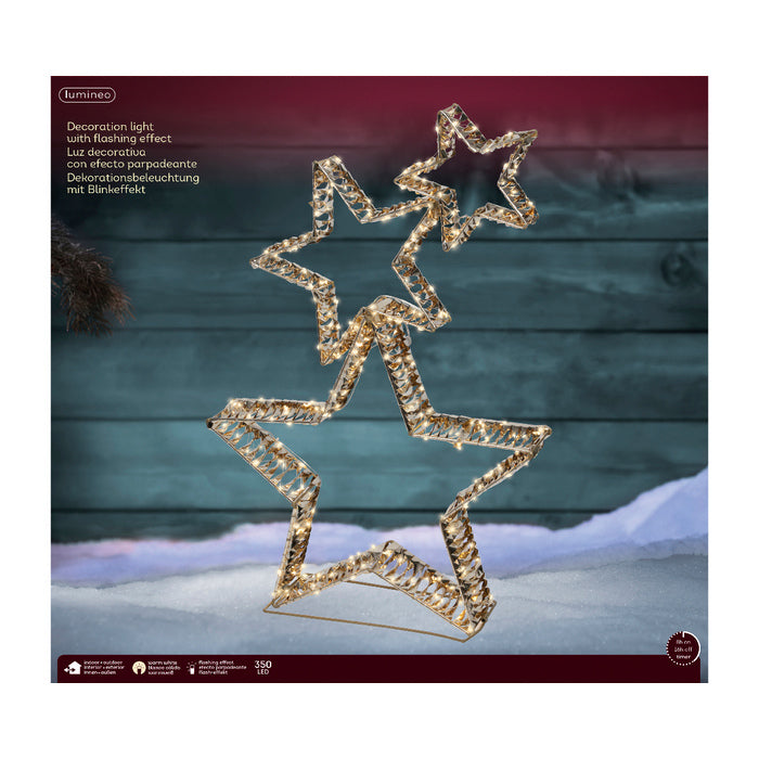 3 stelle per decorazione luminosa con 350 LED, 80 cm