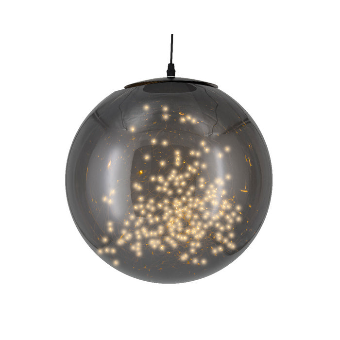 Sfera luminosa nera per decorazione con micro LED bianco caldo a batteria