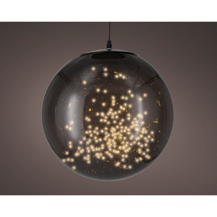 Sfera luminosa nera per decorazione con micro LED bianco caldo a batteria